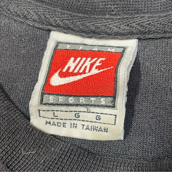 Vintage 90’s Nike Charcoal Team Sports center swoosh Crewneck velour sz L - Picture 4 of 11